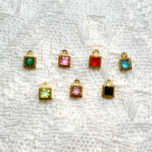 copper wrapped square shape glass charms