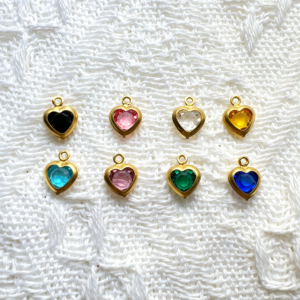 copper wrapped heart shape glass charm