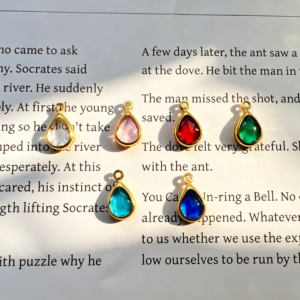 diy jewelry findings copper wrapped crystal glass droplet shaped charms with single loop
