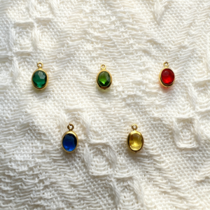 copper wrapped oval shape glass charms